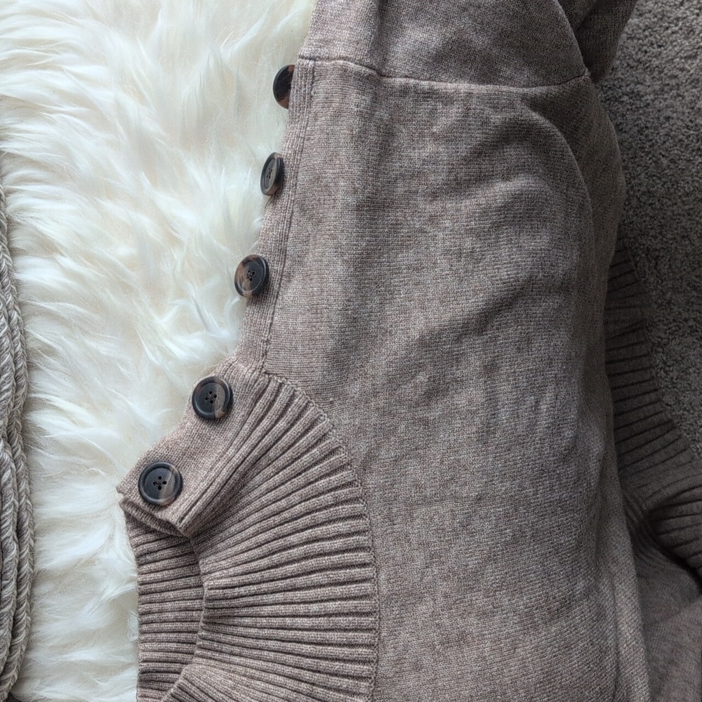 Anthropologie Taupe Turtleneck Sweater with Button Accents